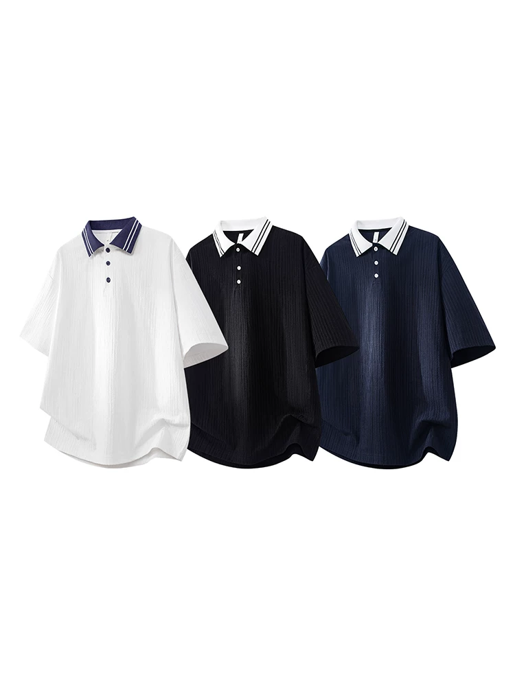 Áo polo kẻ sọc phối màu phong cách Mỹ của Jeanswest dành cho nam, kiểu dáng rộng rãi mùa hè, cảm giác cao cấp, mát mẻ và thoáng khí, tay ngắn thân thiện với làn da.