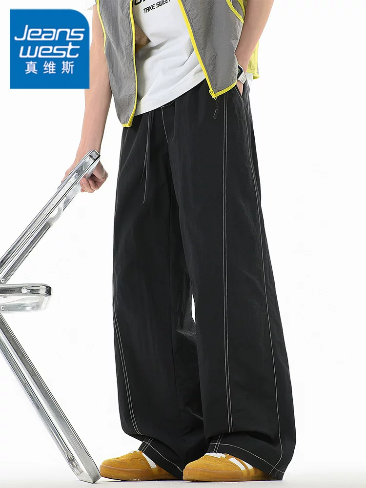 Quần dài ống rộng kiểu Mỹ cao cấp của Jeanswest dành cho nam, quần dài ống rộng mỏng, dáng rộng, thoải mái cho mùa hè.