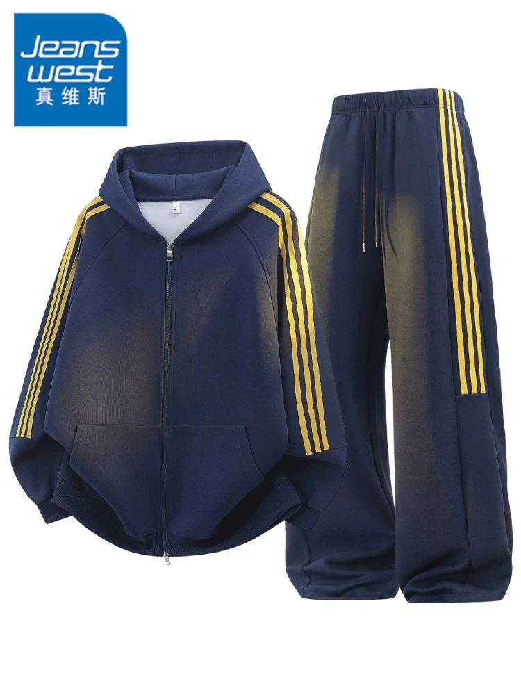 Bộ vest nam Jeanswest kiểu Mỹ, chất liệu dày dặn, ba sọc, phong cách thường ngày, mùa xuân thu, thiết kế cao cấp, thời thượng, bộ hai mảnh.