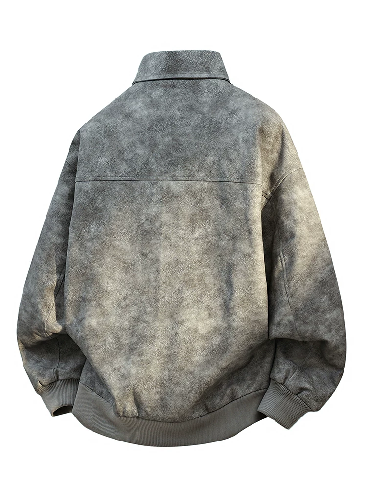 Áo khoác da phong cách retro Mỹ của Jeanswest dành cho nam, áo khoác dày lót lông cừu mùa đông, size lớn.