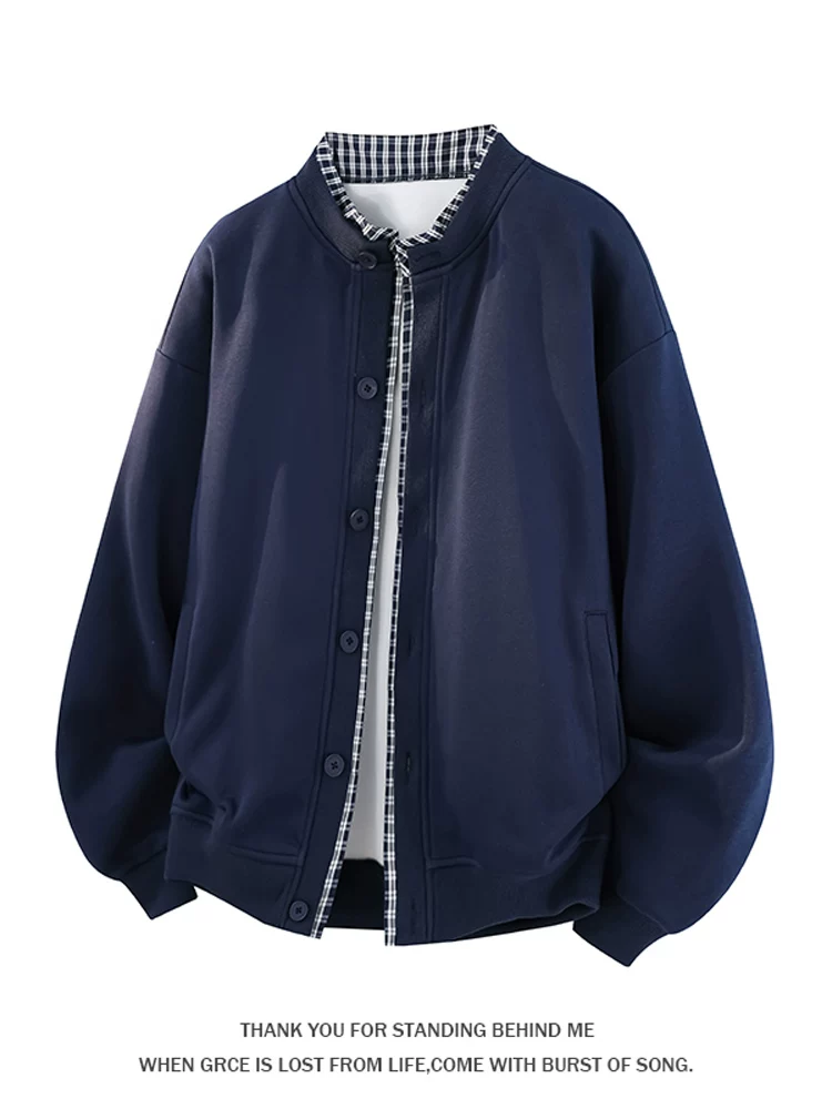 Áo khoác cardigan giả hai mảnh thương hiệu thời thượng mới của Jeanswest dành cho nam, dáng rộng, cỡ lớn, áo khoác dài tay cho mùa xuân và mùa thu.