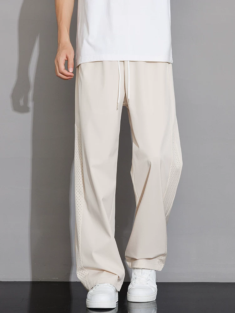 Quần Jeanswest kiểu Mỹ thời trang, chất liệu lưới nhanh khô, vải lụa băng dành cho nam, quần thể thao mùa hè mỏng, rộng rãi, đa năng, ống thẳng, phong cách thường ngày.