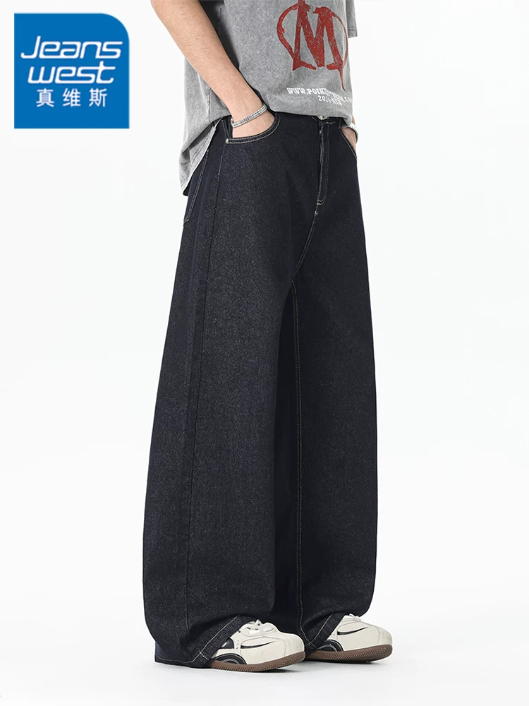 Quần jean ống rộng màu nguyên bản của Jeanswest dành cho nam, quần dài thường ngày hợp thời trang cao cấp mùa hè.