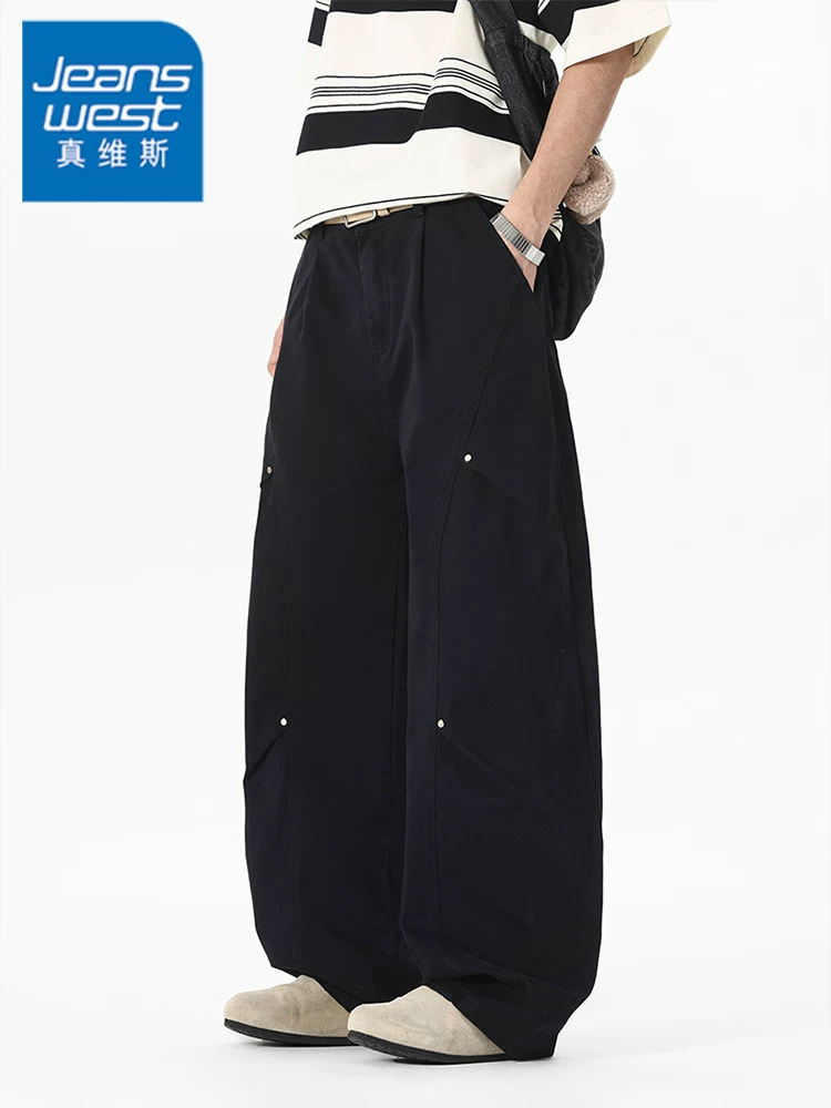 Quần dài ống rộng chất liệu cotton 100% của Jeanswest dành cho nam, kiểu dáng suông rộng, thoải mái, thích hợp cho mùa hè.