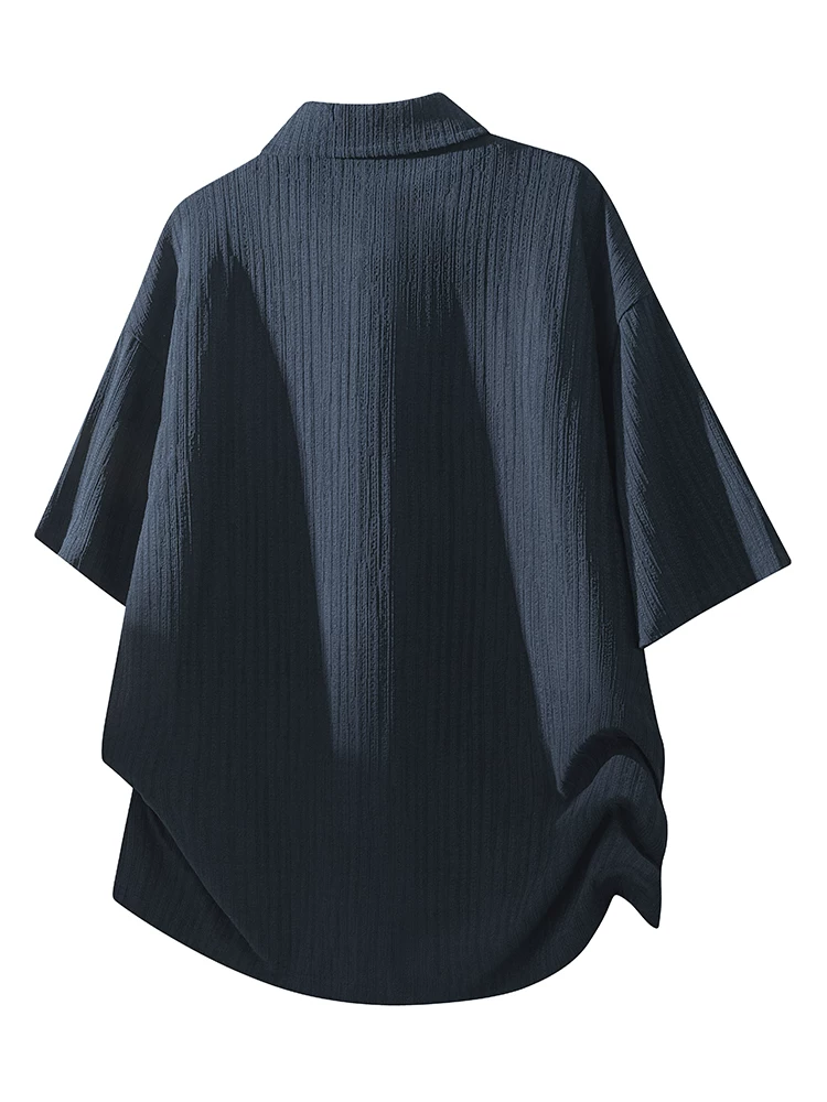 Áo thun ngắn tay giả hai mảnh kiểu Mỹ của Jeanswest dành cho nam, áo polo dáng rộng mùa xuân hè, áo màu đen.