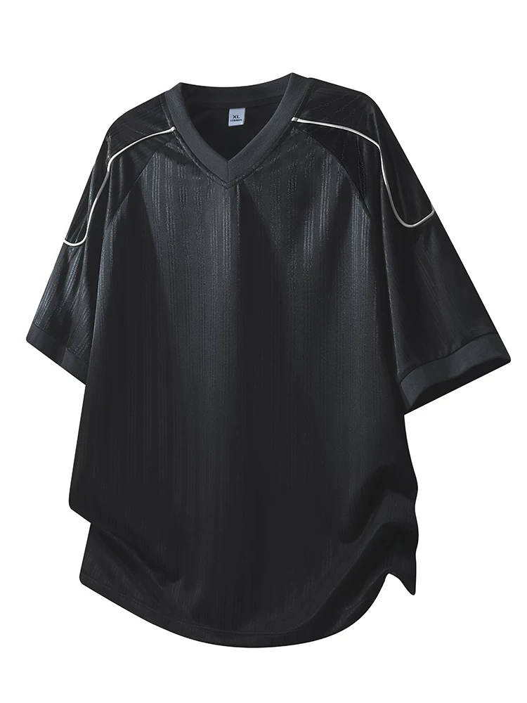 Áo thun nam cổ chữ V phối màu phong cách Mỹ của Jeanswest, thương hiệu thời trang cao cấp mùa hè, áo thể thao tay ngắn rộng rãi thoáng khí.