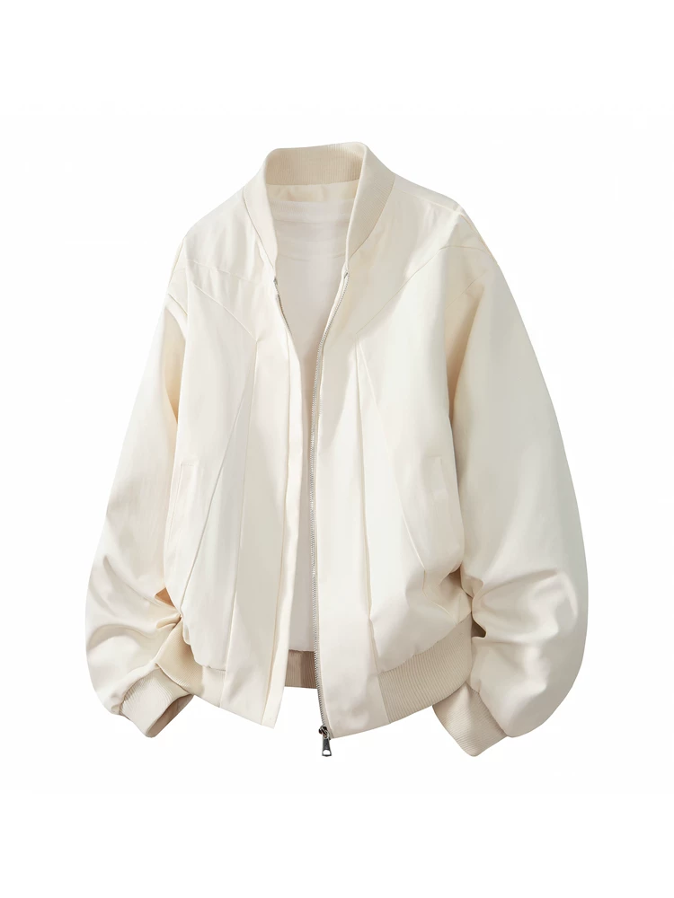 Áo khoác cổ bóng chày màu trơn phong cách Mỹ của Jeanswest dành cho nam, áo khoác ngoài rộng rãi đa năng, thương hiệu thời thượng cao cấp.