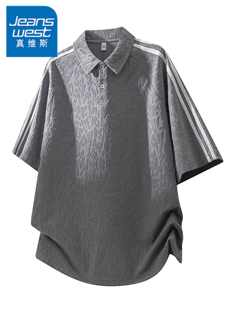 Áo thun sọc tay lửng kiểu Mỹ của Jeanswest dành cho nam, thương hiệu thời trang xuân hè, áo kiểu rộng rãi, thoải mái, thoáng khí.