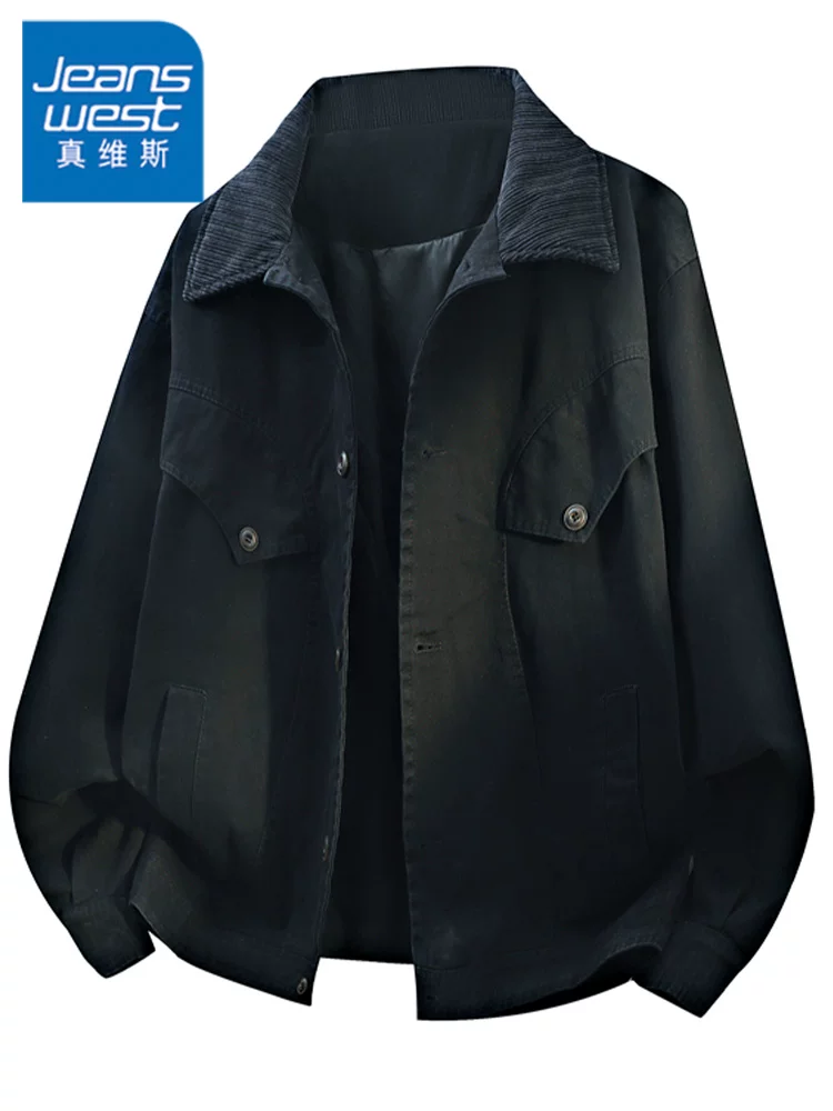 Áo khoác cổ điển 100% cotton kiểu Mỹ của Jeanswest dành cho nam, mùa xuân thu, thương hiệu thời trang cao cấp, áo khoác ngoài rộng rãi thoải mái.