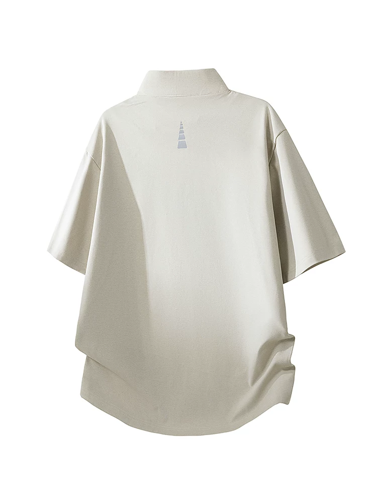 Áo thun nam Jeanswest Ice Silk nửa khóa kéo phối màu, kiểu dáng rộng rãi mùa hè, chất liệu cao cấp, thoáng khí, nhanh khô, tay ngắn thể thao.