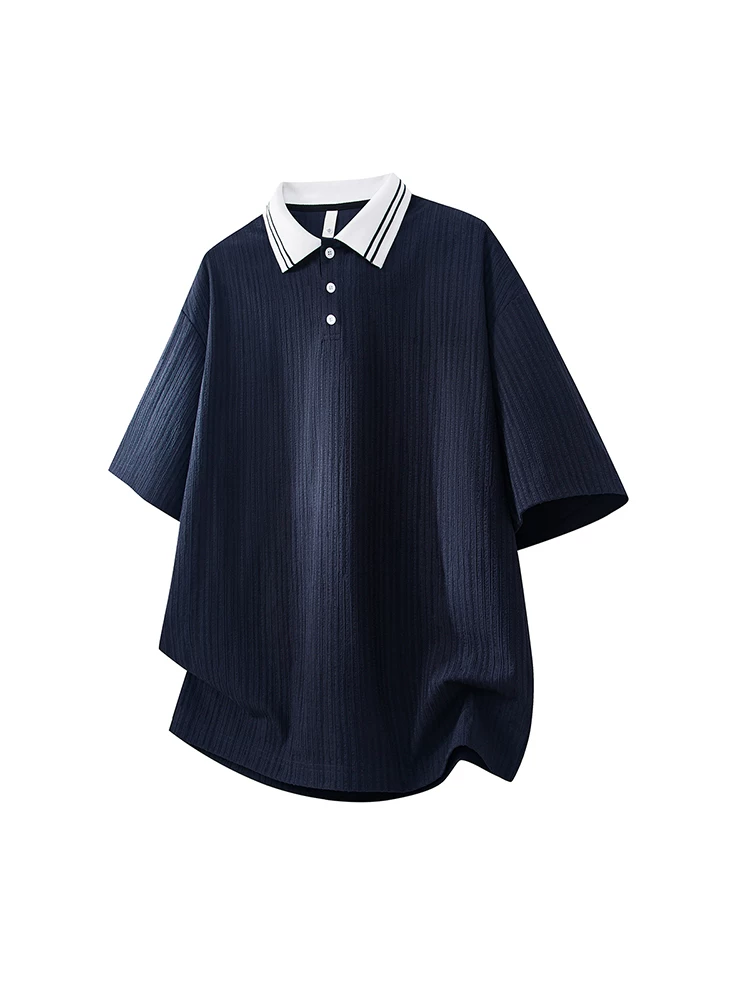 Áo polo kẻ sọc phối màu phong cách Mỹ của Jeanswest dành cho nam, kiểu dáng rộng rãi mùa hè, cảm giác cao cấp, mát mẻ và thoáng khí, tay ngắn thân thiện với làn da.