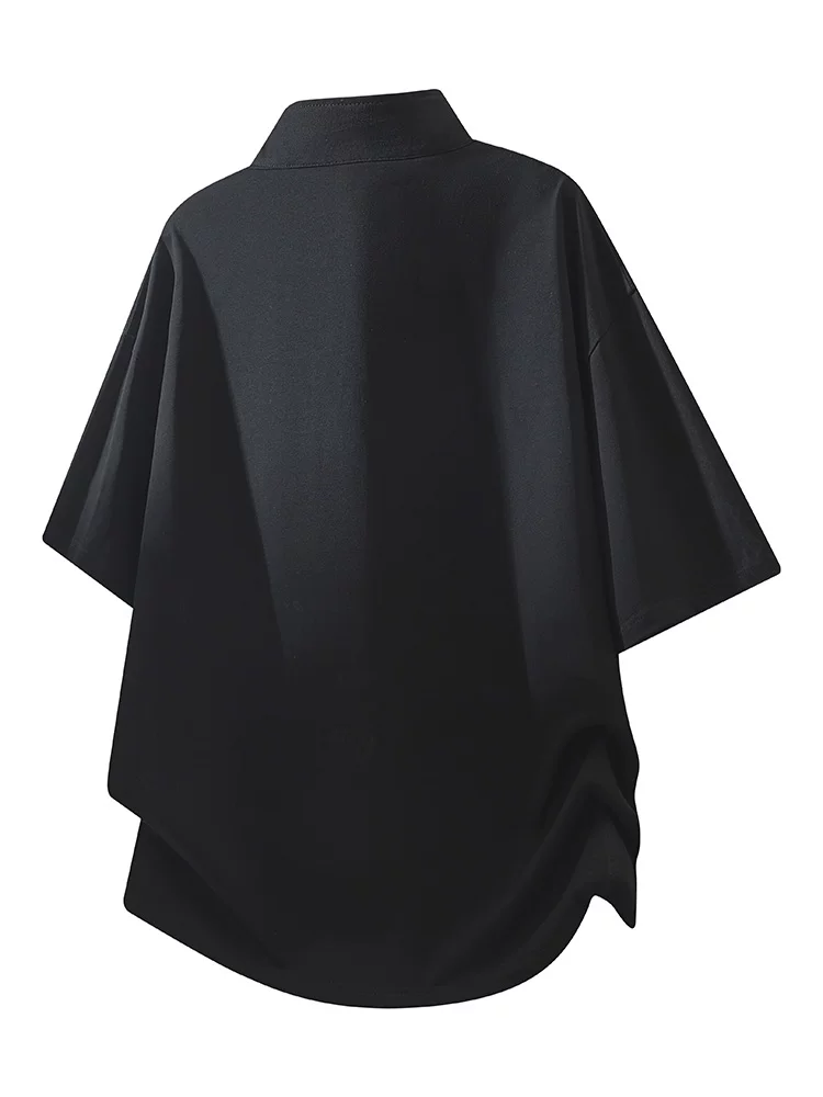 Áo thun nam cổ đứng nửa tay màu đen của Jeanswest, áo thun dáng rộng phong cách Mỹ thời trang mùa xuân hè.