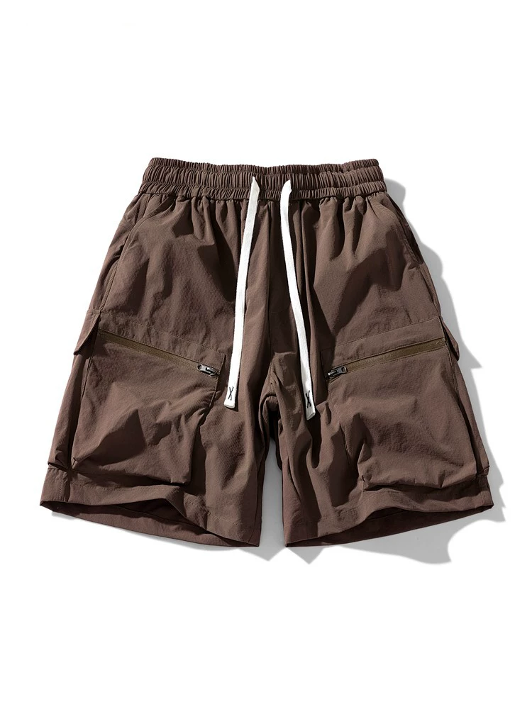 Quần short công sở kiểu núi màu tím của Jeanswest dành cho nam, quần short dài đến đầu gối có khóa kéo kiểu Mỹ mỏng mùa hè.