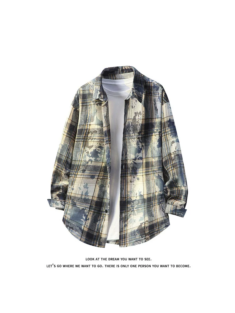 Áo sơ mi nam phong cách retro Mỹ phối màu của Jeanswest, mùa xuân thu, áo khoác dáng rộng thời trang cao cấp, hợp xu hướng.