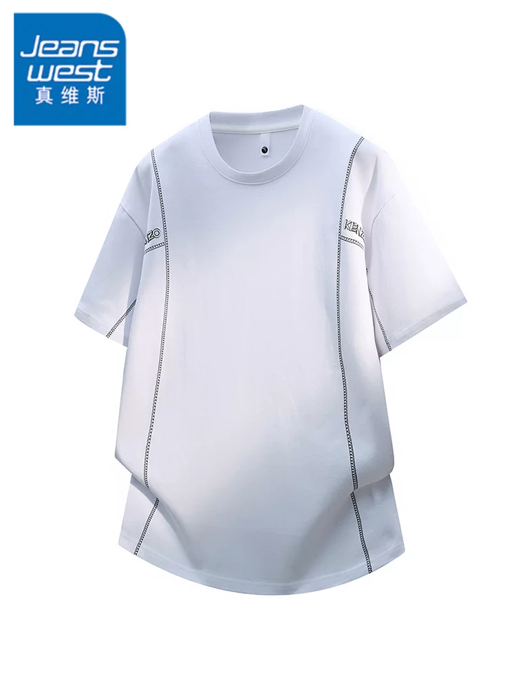 Áo thun cổ tròn kiểu Mỹ của Jeanswest dành cho nam, áo thun ngắn tay thoáng mát, hợp thời trang, cao cấp mùa hè.