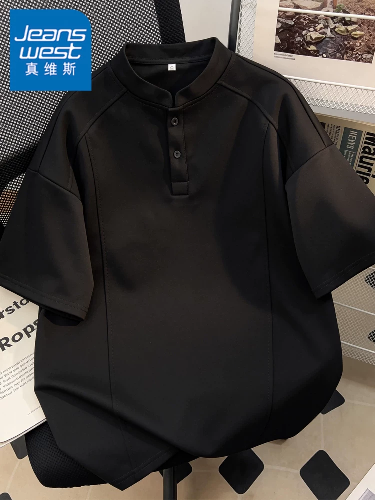Áo thun thương hiệu thời trang cao cấp phong cách Mỹ của Jeanswest dành cho nam, áo thun mùa hè dáng rộng, đa năng, màu trơn, thoáng khí, thân thiện với làn da, tay ngắn.