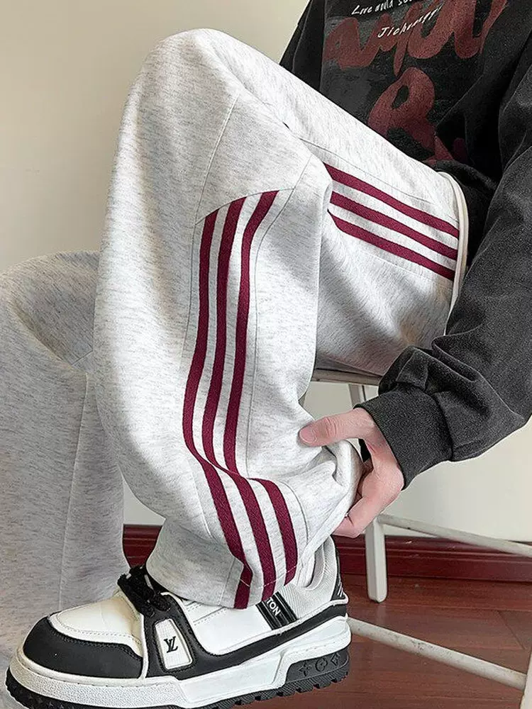 Quần dài ống rộng kẻ sọc phong cách Mỹ của Jeanswest dành cho nam, mùa xuân thu, thương hiệu thời thượng cao cấp, quần dài ống rộng sành điệu.