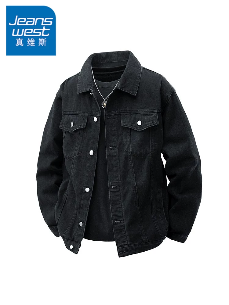 Áo khoác denim nam Jeanswest phong cách Mỹ cổ điển, kiểu dáng rách, giặt mài, mùa xuân, đa năng, hợp thời trang, thương hiệu nổi bật, áo khoác denim công sở cá tính.