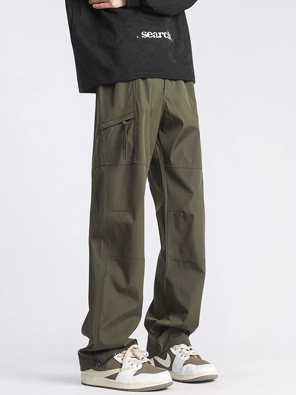 Quần chiến thuật kiểu Mỹ màu xanh quân đội của Jeanswest dành cho nam, quần công sở chức năng mùa xuân thu, quần ống đứng thời trang.