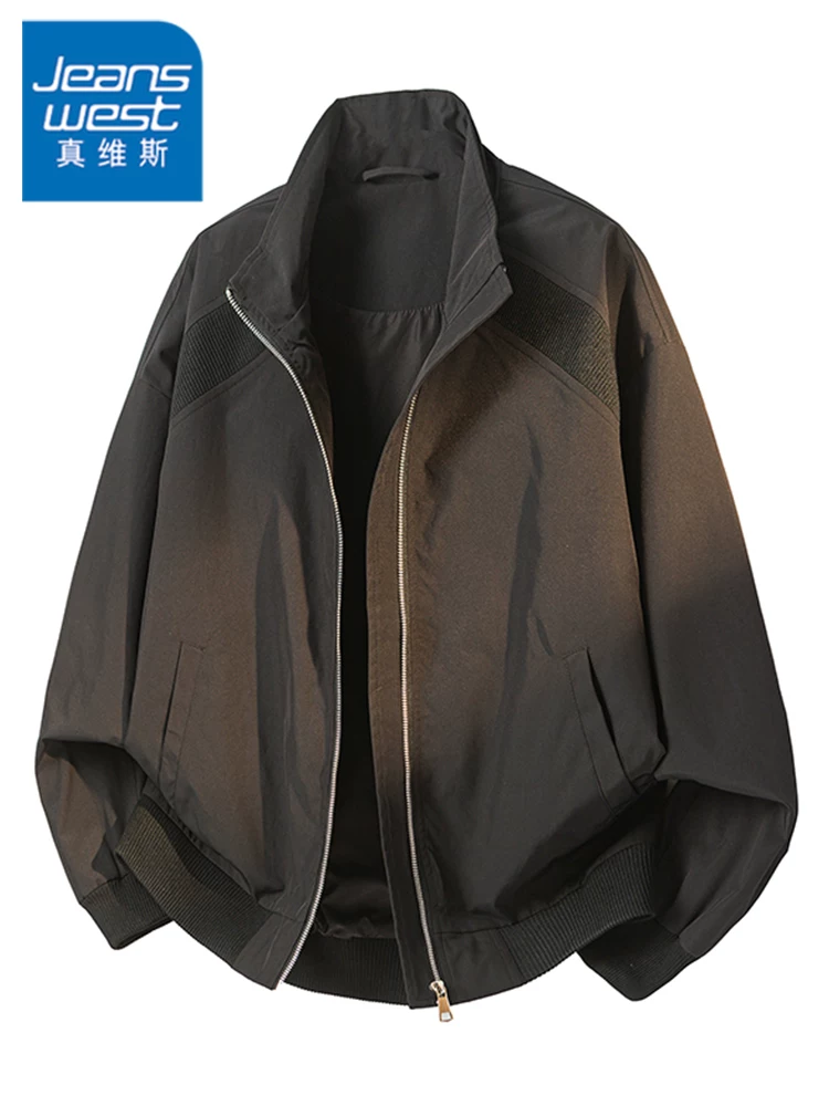 Áo khoác phi công cổ đứng cao cấp Jeanswest dành cho nam, phong cách Mỹ thời thượng mùa xuân thu, kiểu dáng rộng rãi, đa năng, chống gió.