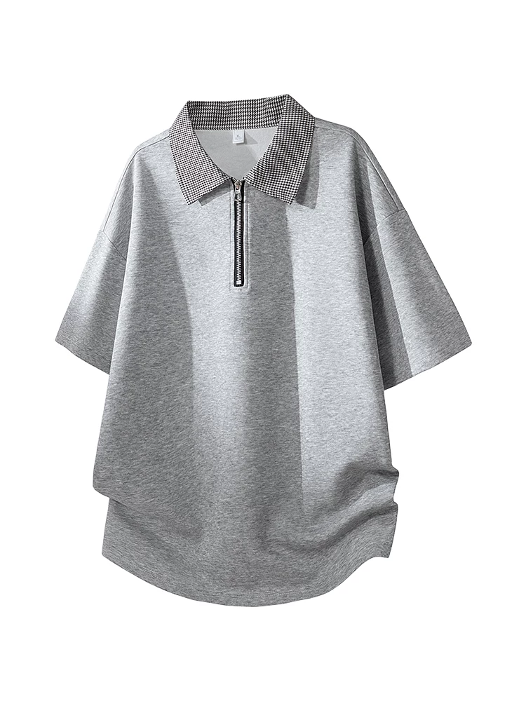 Áo thun ngắn tay cổ bẻ kẻ sọc giả hai mảnh phong cách Mỹ của Jeanswest dành cho nam, áo thun thương hiệu thời trang dáng rộng giản dị mùa xuân hè.