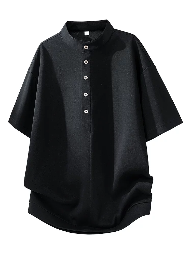 Áo thun nam cổ đứng kiểu Mỹ của Jeanswest, áo thun tay ngắn dáng rộng đa năng, thương hiệu thời trang cao cấp mùa xuân hè.