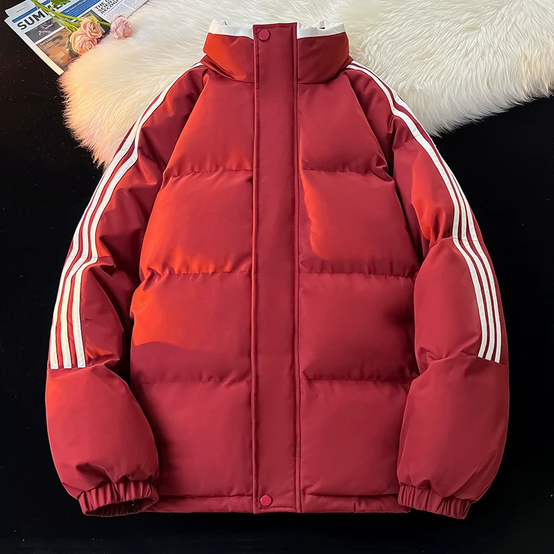 Áo khoác cotton ba sọc thời trang mới của Jeanswest dành cho nam, áo khoác dày giữ ấm mùa đông, áo khoác lót bông.