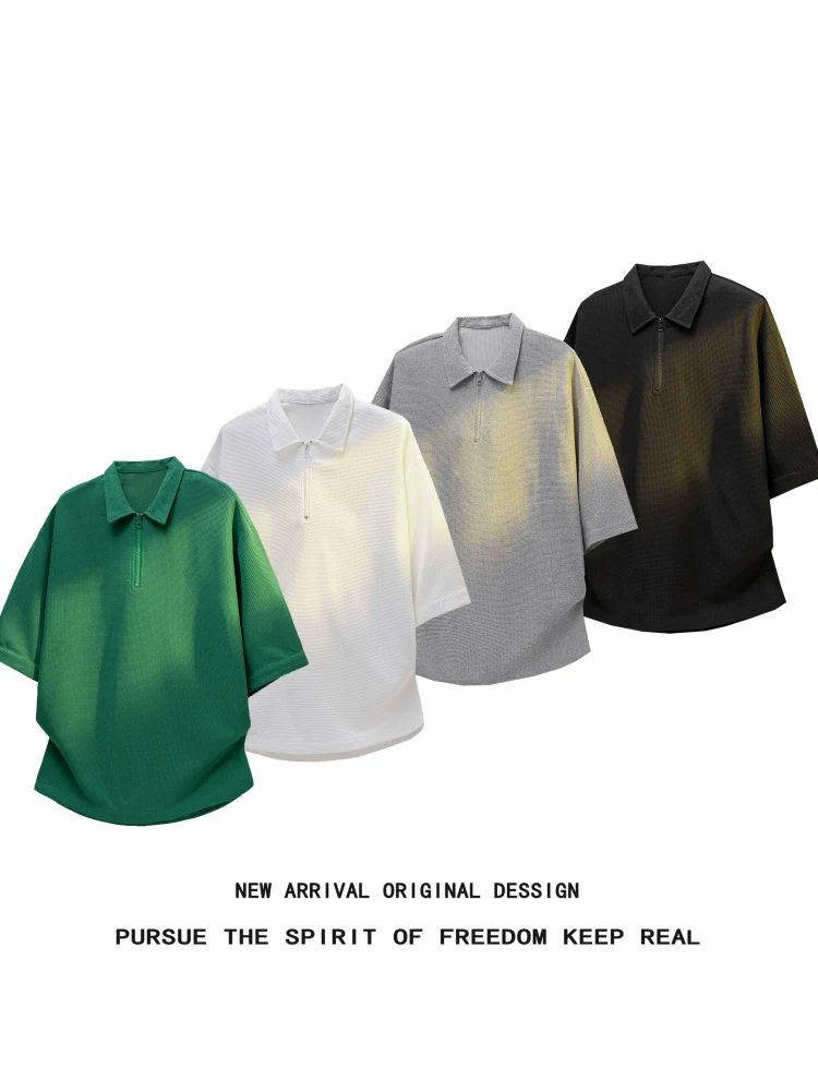 Áo polo nam Jeanswest kiểu Mỹ, màu trơn, nửa khóa kéo, chất liệu cao cấp, dáng rộng, thời trang, tay ngắn, mùa hè.