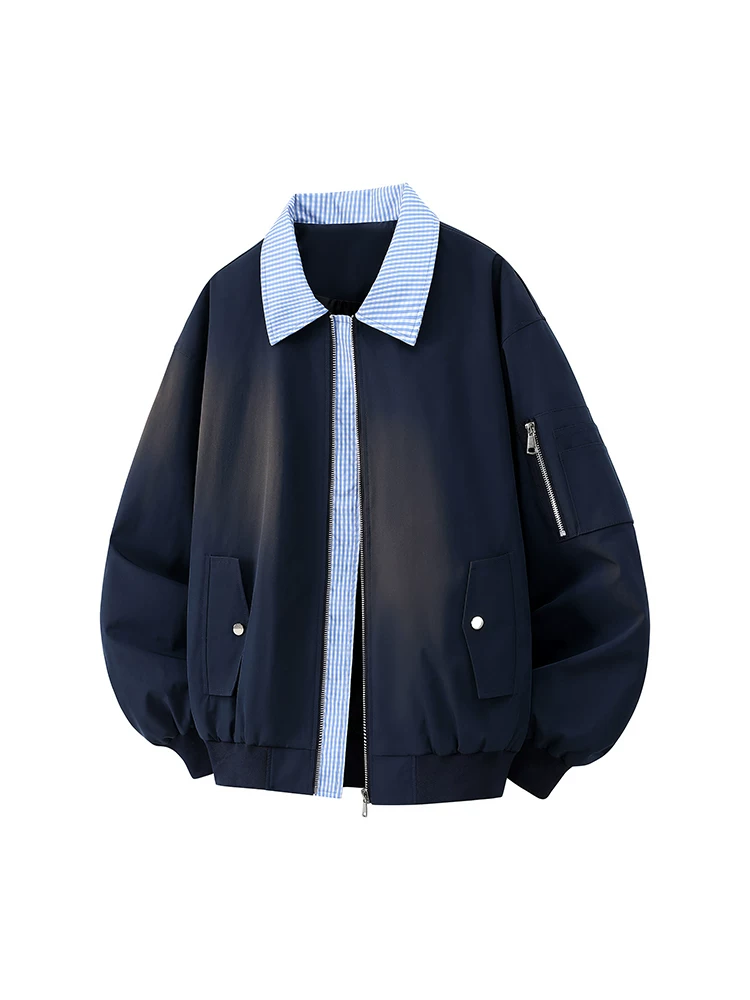 Áo khoác cổ điển cao cấp của Jeanswest dành cho nam giới, áo khoác màu đen hợp thời trang dáng rộng thường ngày mùa xuân và mùa thu.