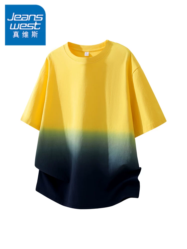 Áo thun cổ tròn Jeanswest 100% cotton nguyên chất dành cho nam, kiểu dáng mùa hè thoải mái, rộng rãi, cao cấp, thời trang, thương hiệu sành điệu, tay ngắn.