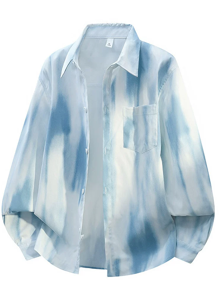Áo sơ mi dài tay nhuộm tie-dye của Jeanswest dành cho nam, mùa thu, dáng rộng, cảm giác cao cấp.