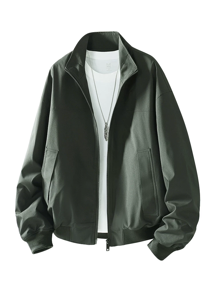 Áo khoác cổ đứng màu trơn phong cách Mỹ của Jeanswest dành cho nam, mùa xuân thu, thương hiệu thời thượng cao cấp, áo khoác ngoài rộng rãi, cá tính và sành điệu.