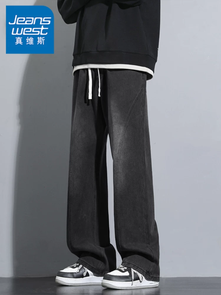 Quần jean ống đứng kiểu Mỹ của Jeanswest dành cho nam, mùa xuân thu, dáng rộng cao cấp, quần dài thương hiệu thời thượng.