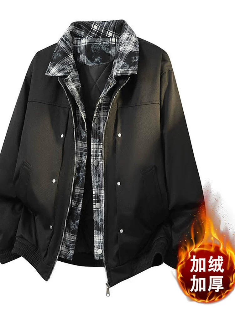 Áo khoác nam Jeanswest phong cách Mỹ cổ điển giả hai mảnh kẻ sọc, chất liệu cotton, mùa xuân thu 2026.