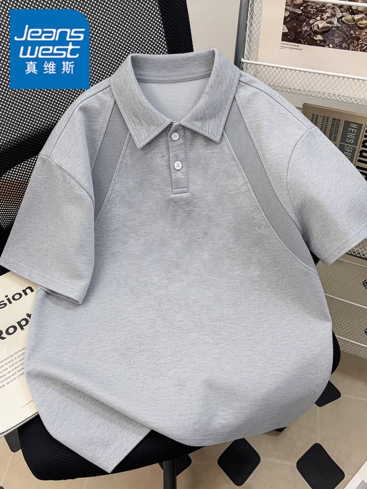 Áo polo nam Jeanswest kiểu Mỹ thời trang, thoáng khí, chất liệu cao cấp, kiểu dáng rộng rãi, mỏng nhẹ, dành cho mùa hè.