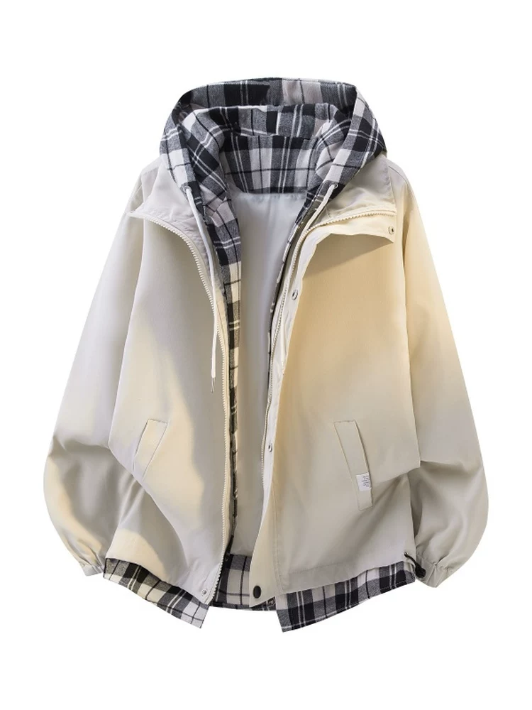 Áo khoác có mũ trùm đầu giả hai mảnh kiểu cổ điển cao cấp của Jeanswest dành cho nam, áo khoác ngoài đa năng hợp thời trang mùa xuân thu.