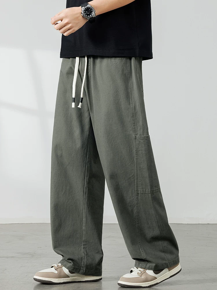 Quần dài ống rộng chất liệu cotton nguyên chất phong cách Mỹ của Jeanswest dành cho nam, quần dài ống đứng thời trang cao cấp mới mùa xuân thu.
