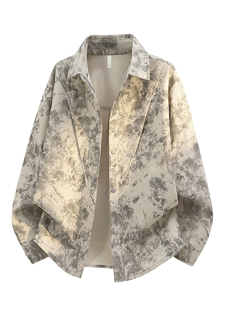 Áo sơ mi nam cổ điển nhuộm tie-dye phong cách Mỹ của Jeanswest, kiểu dáng mới mùa xuân thu, rộng rãi, thời trang và đa năng.