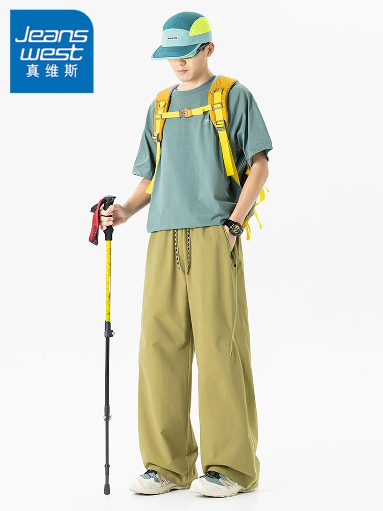 Quần dài leo núi Jeanswest bền bỉ, thoáng khí, dành cho nam giới, quần dài thể thao mùa hè mỏng nhẹ, thân thiện với làn da.