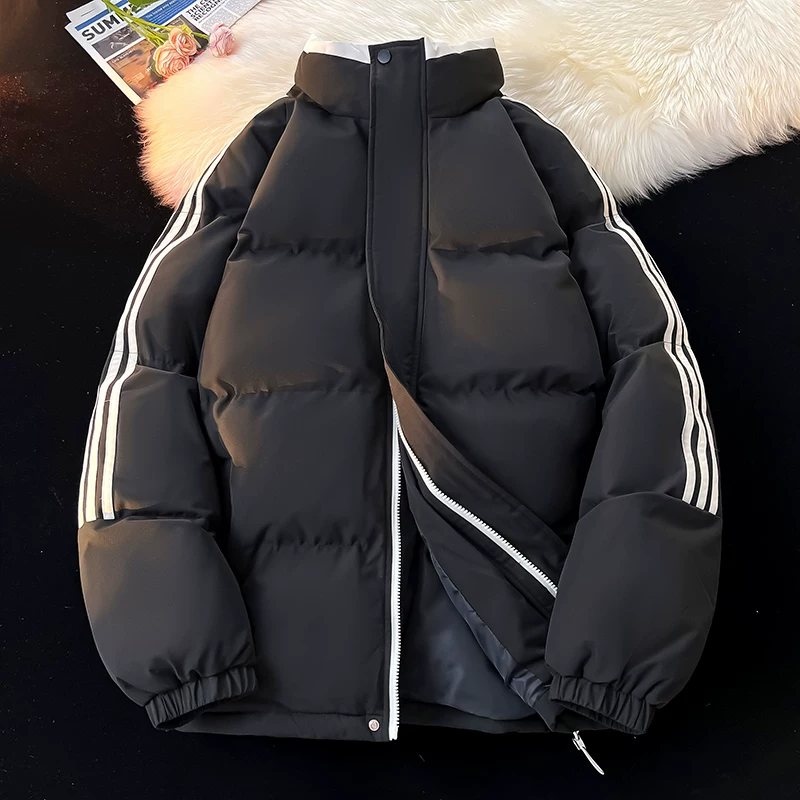 Áo khoác cotton ba sọc thời trang mới của Jeanswest dành cho nam, áo khoác dày giữ ấm mùa đông, áo khoác lót bông.