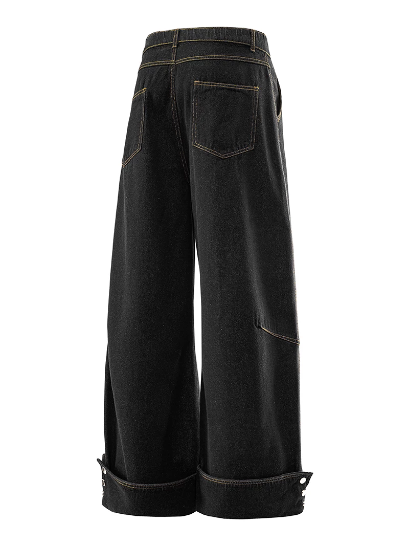 Quần jeans nam Jeanswest phong cách retro Mỹ, thiết kế bo gấu, dành cho mùa xuân thu, kiểu dáng rộng rãi thoải mái, quần dài.
