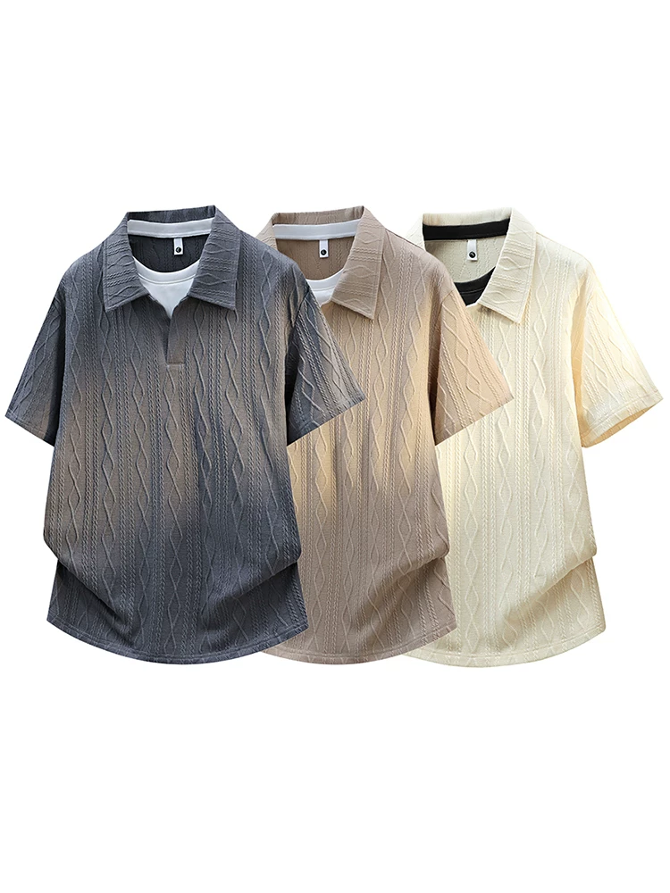 Áo thun nam Jeanswest kiểu Mỹ giả hai lớp, chất liệu jacquard cao cấp, dáng rộng, thời trang, thoáng khí, tay ngắn mùa hè.