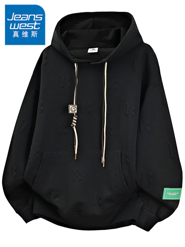Áo hoodie dệt kim jacquard kiểu Mỹ mới của Jeanswest 2026 dành cho nam, áo khoác cao cấp mùa xuân thu.