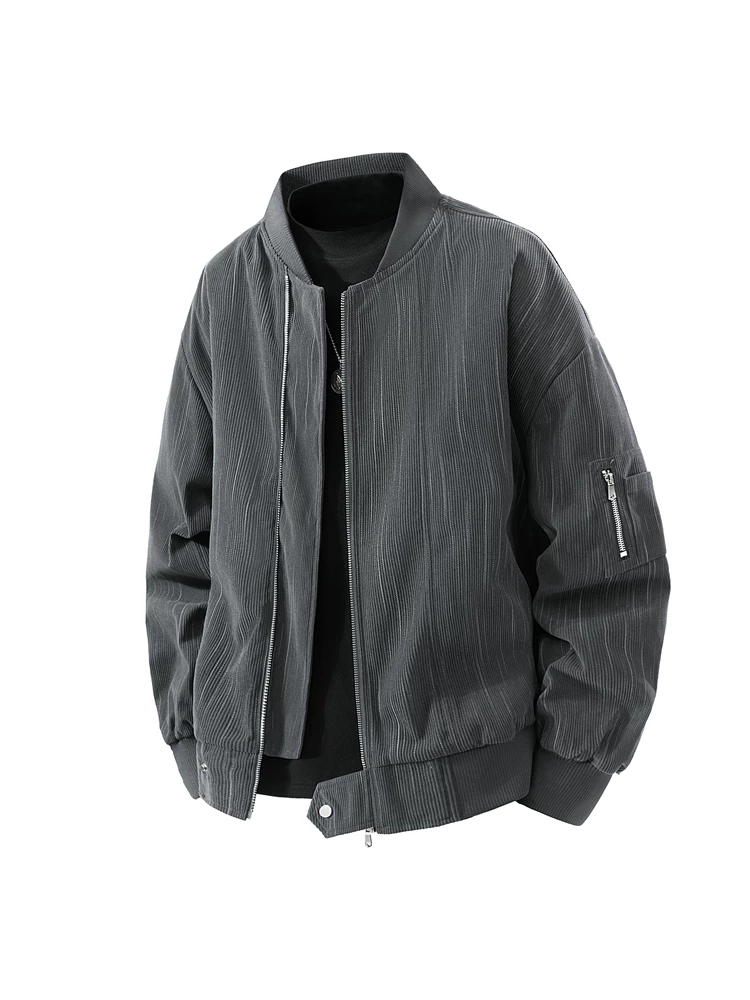Áo khoác sọc cổ bóng chày chất liệu vải nhung kẻ của Jeanswest dành cho nam, kiểu dáng mới mùa xuân thu, phong cách cá tính và thời trang, dáng rộng, áo khoác đa năng.