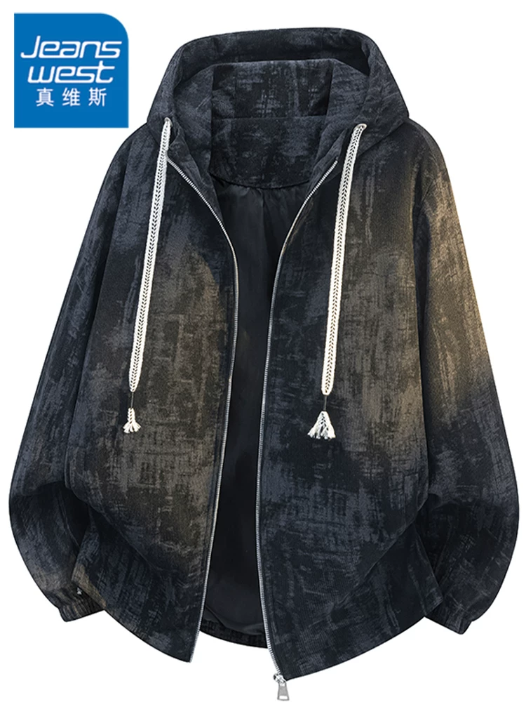 Áo khoác có mũ trùm đầu dáng rộng phong cách Mỹ của thương hiệu Jeanswest dành cho nam, mùa xuân thu, áo khoác ngoài đa năng cao cấp, phong cách thường ngày.