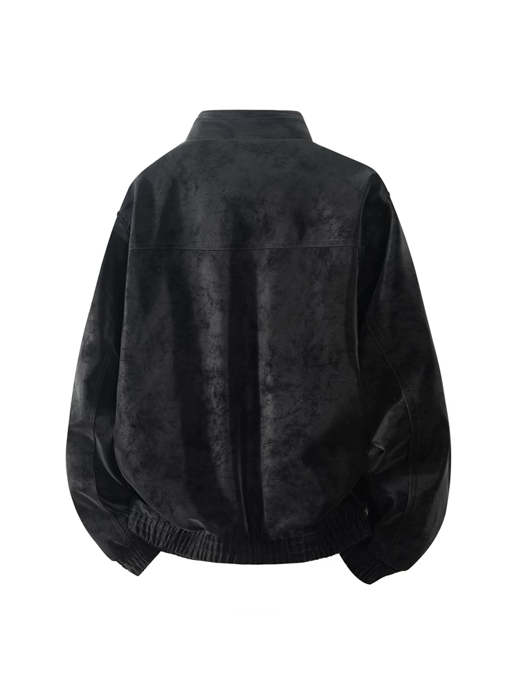Áo khoác da công sở cổ đứng bằng da lộn phong cách retro của Jeanswest dành cho nam, mùa xuân và mùa thu, thương hiệu thời thượng cao cấp, áo khoác ngoài rộng rãi thoải mái.