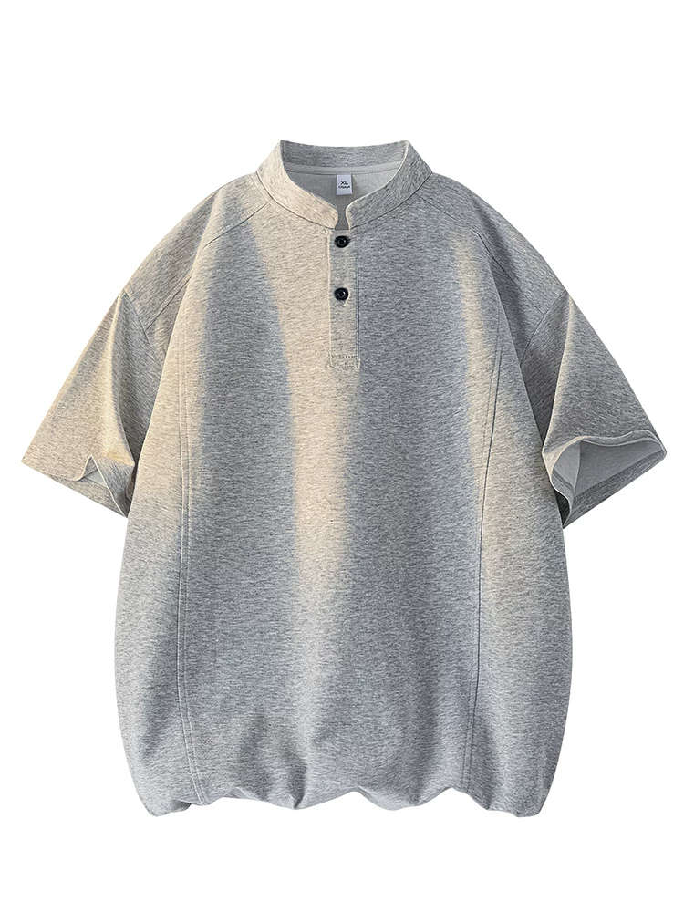 Áo thun nam cổ Henley màu trơn phong cách Mỹ của Jeanswest, áo thun ngắn tay thoáng khí, thời trang cao cấp mùa hè.