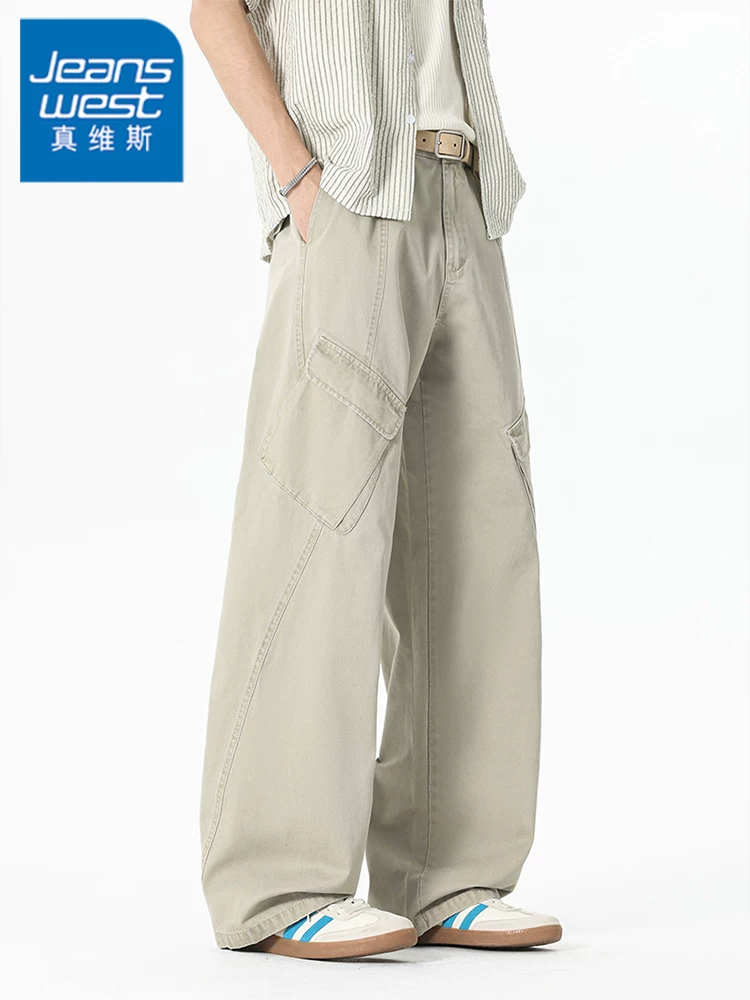 Quần dài công sở ống rộng chất liệu cotton 100% của Jeanswest dành cho nam, quần dài thương hiệu thời trang cao cấp mùa hè.