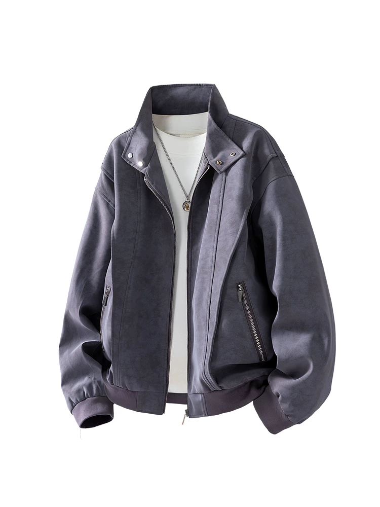 Áo khoác phi công cổ đứng nhuộm màu phong cách retro của Jeanswest dành cho nam, áo khoác ngoài dáng rộng thoải mái mới cho mùa xuân và mùa thu.