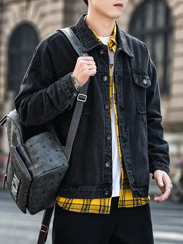 Áo khoác denim nam Jeanswest màu trơn, kiểu mới Xuân Thu 2025, cao cấp, cá tính và thời trang.